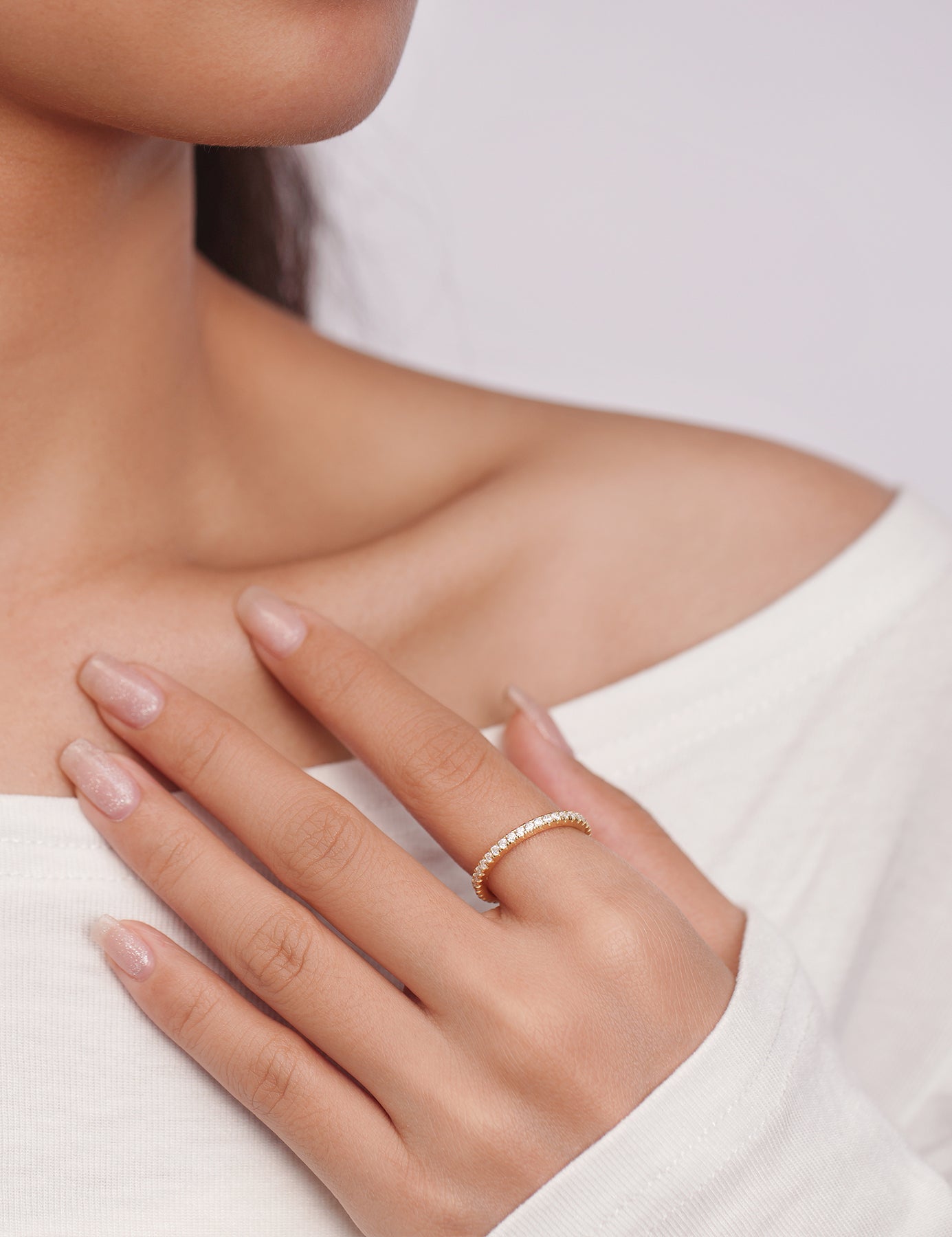 Lab Grown Diamond Half Eternity Wedding Band for Women 0.25CT/0.4CT/0.45CT in 14K Gold