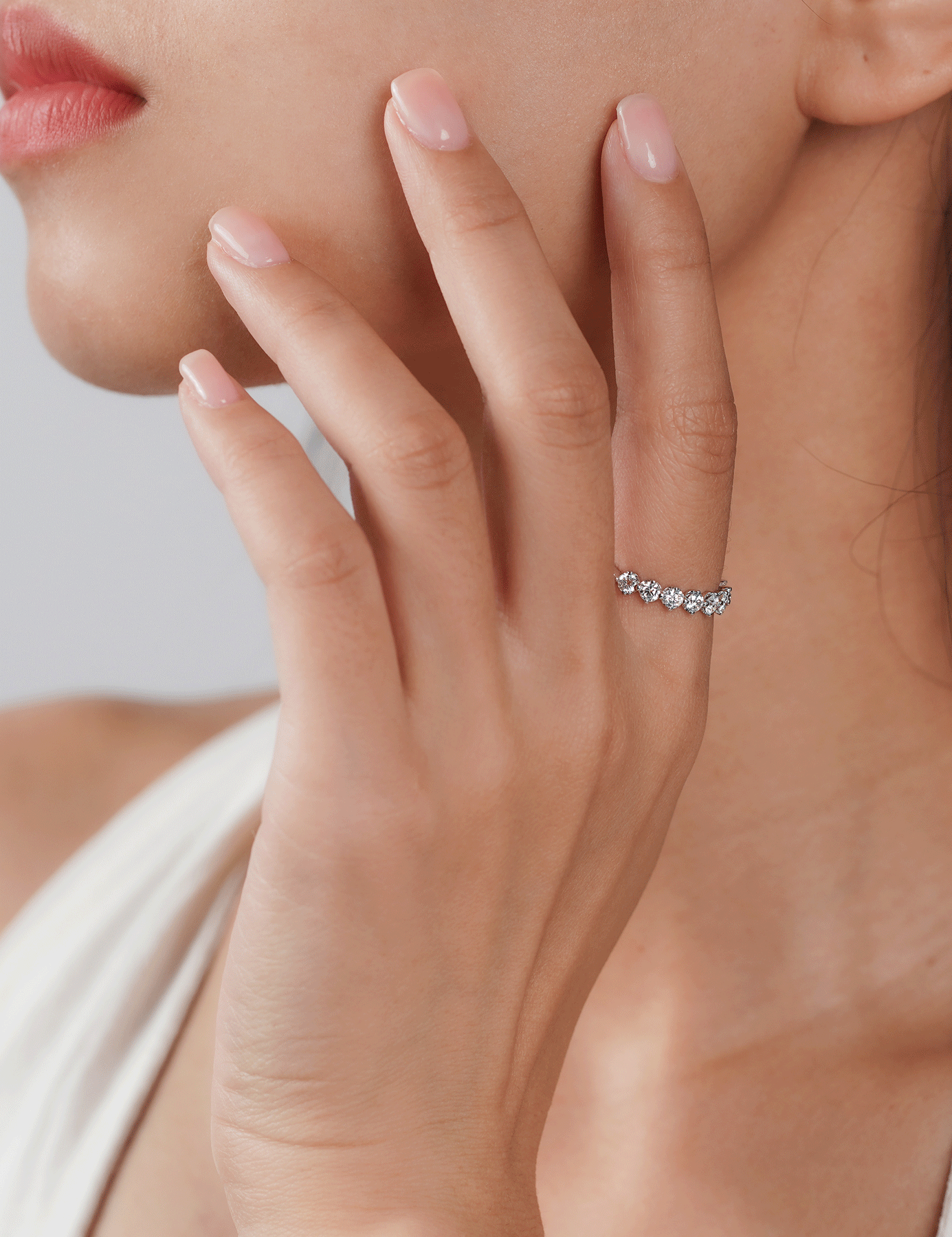 Moissanite 9 Round Stone Women's Eternity Stackable Rings
