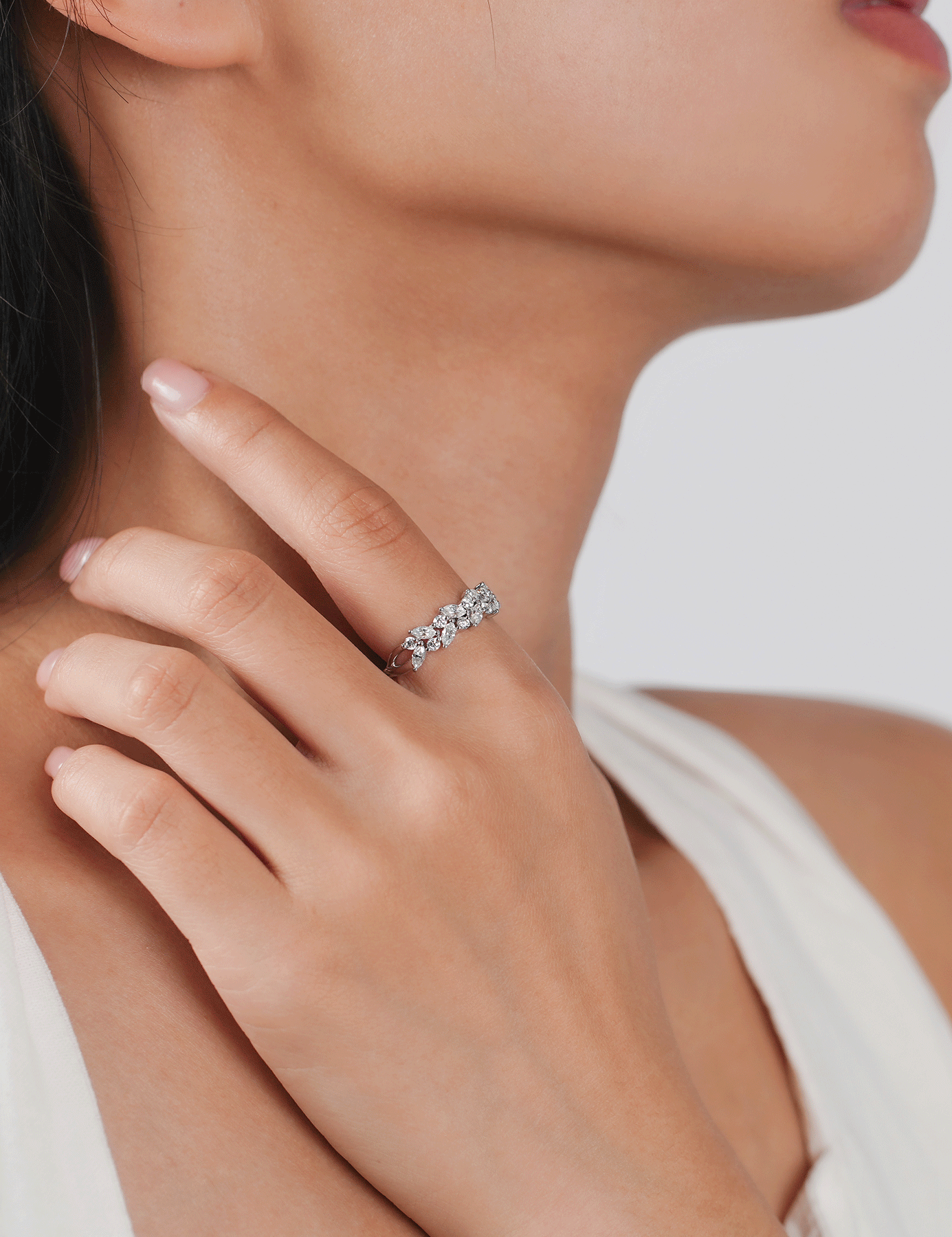 Moissanite Trendy 0.8 Carat Marquise Eternity Wedding Band for Women