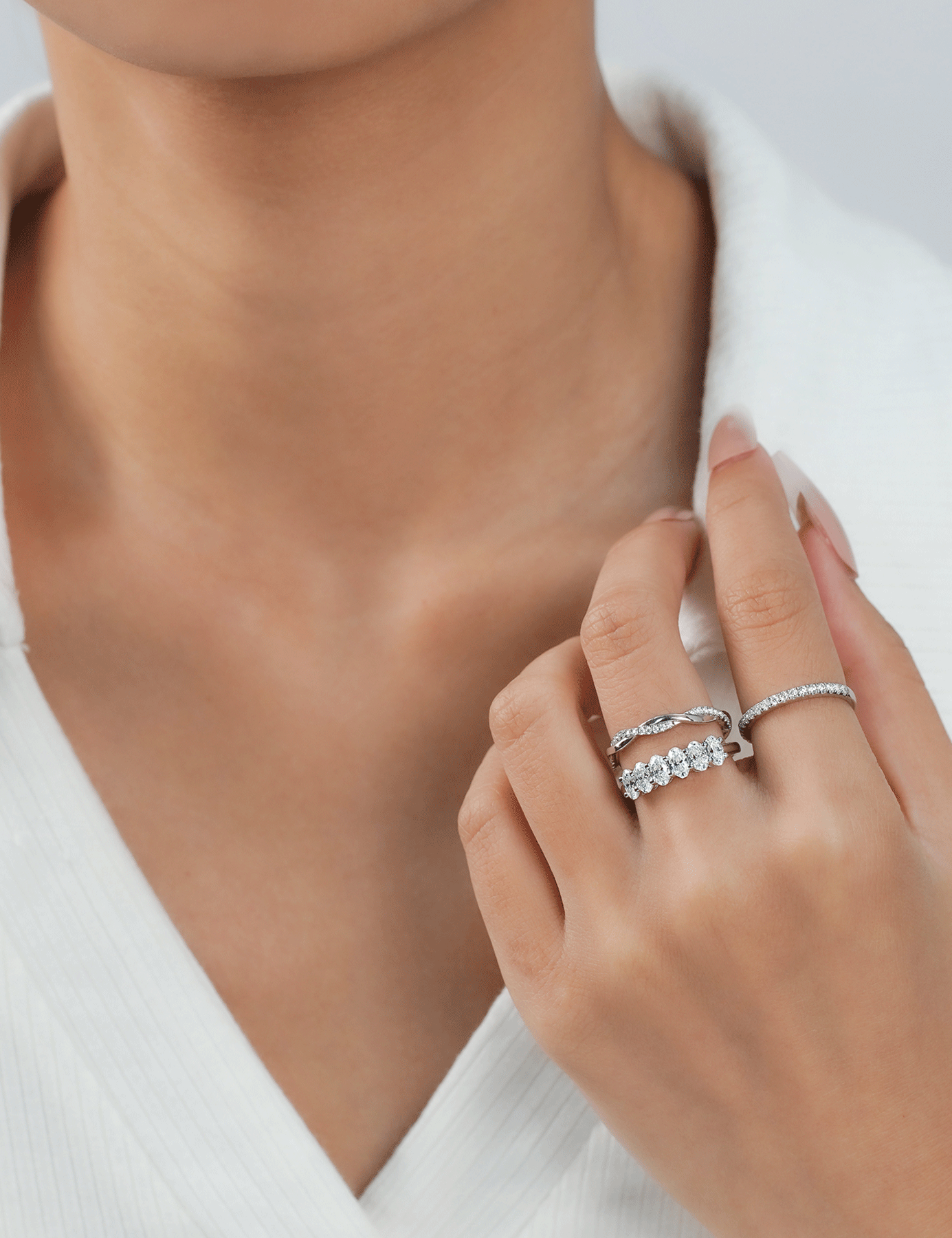 Lab Grown Diamond Oval  Eternity Wedding Band Rings for Women, 14K Solid Gold