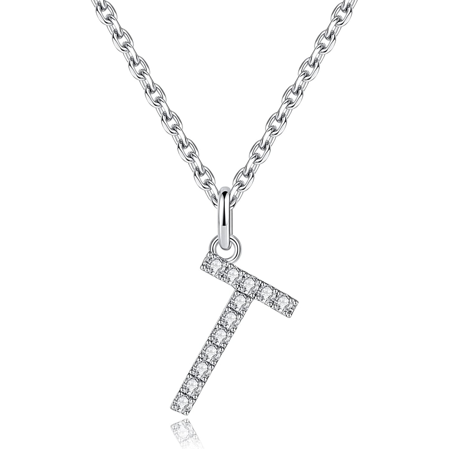 Moissanite A Initial Letter Pendant Necklace for Women in Silver