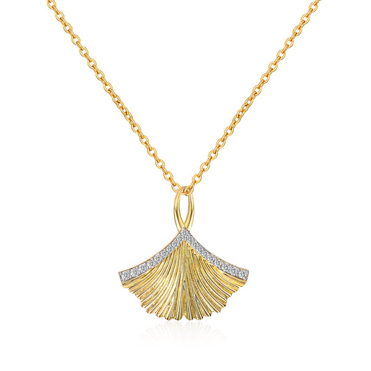 Moissanite 18K Yellow Gold Plated Nature Inspired Necklace