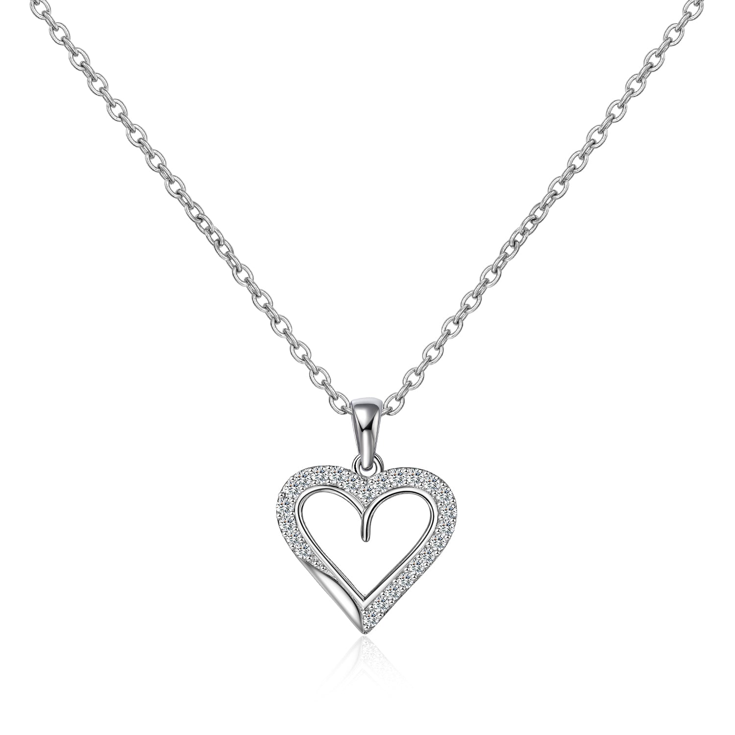 Moissanite Open Heart Shaped Pendent Necklace for Women