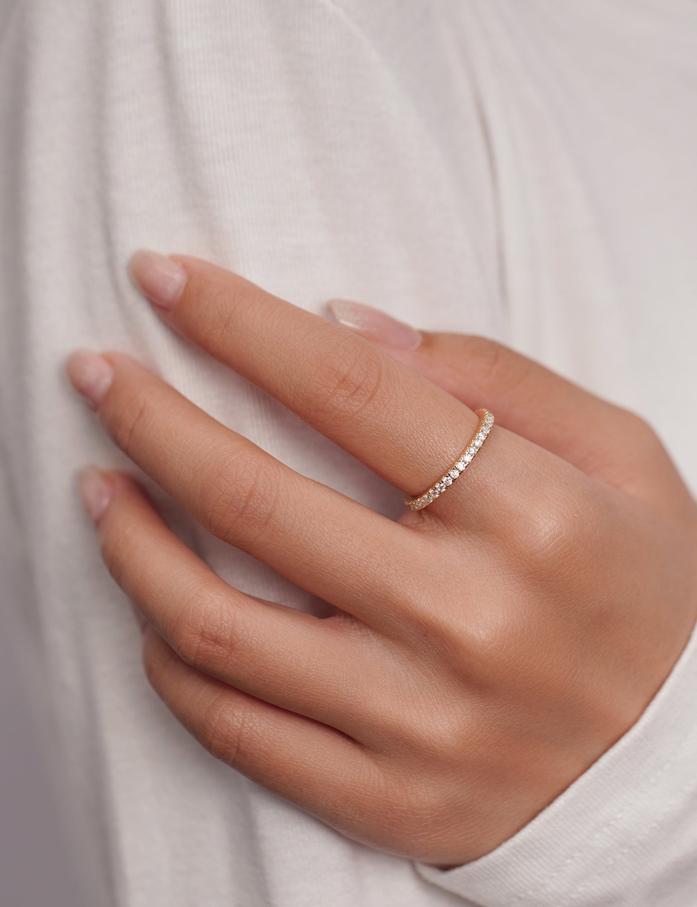 14K Gold Lab-Grown Diamond Half Eternity Wedding Band for Women