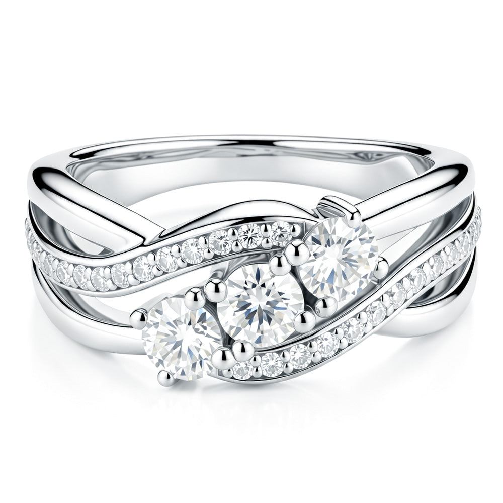 Lab Grown Diamond 3 Stones Twisted Engagement Rings for Women