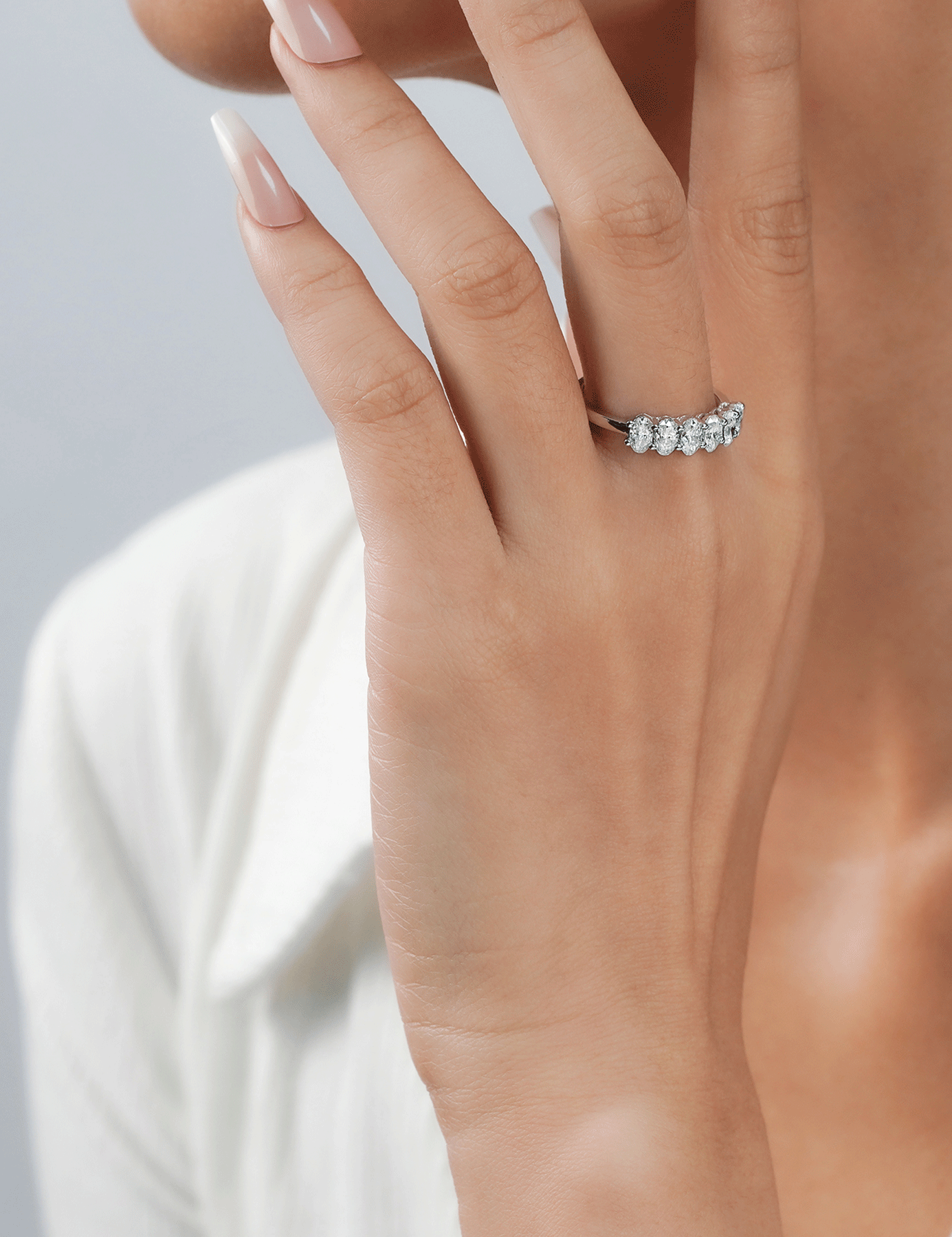 Lab Grown Diamond Oval  Eternity Wedding Band Rings for Women, 14K Solid Gold