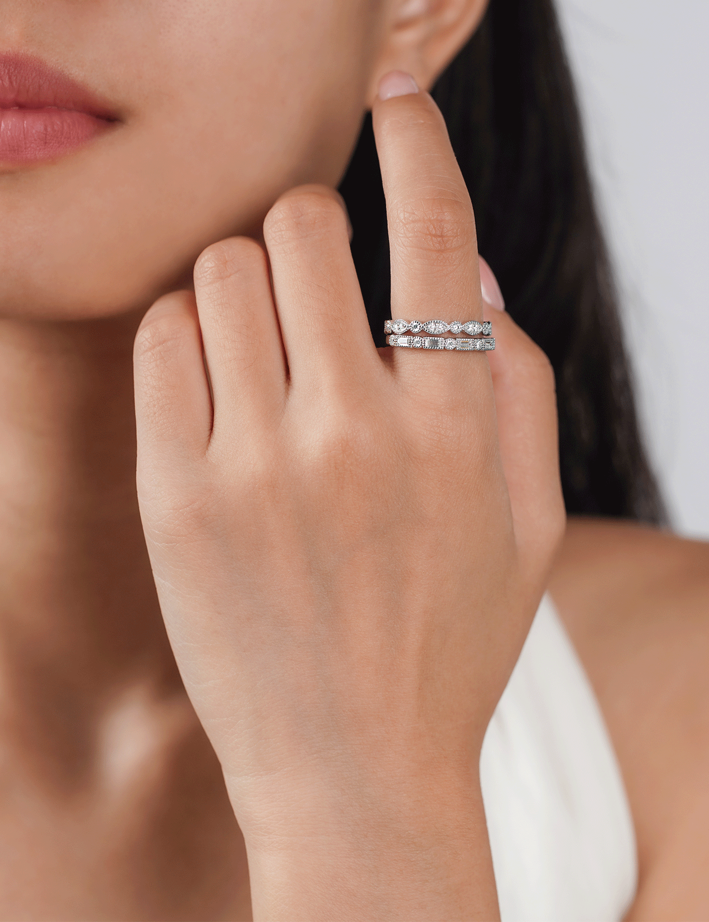 Women's Eternity Baguette Moissanite Rings