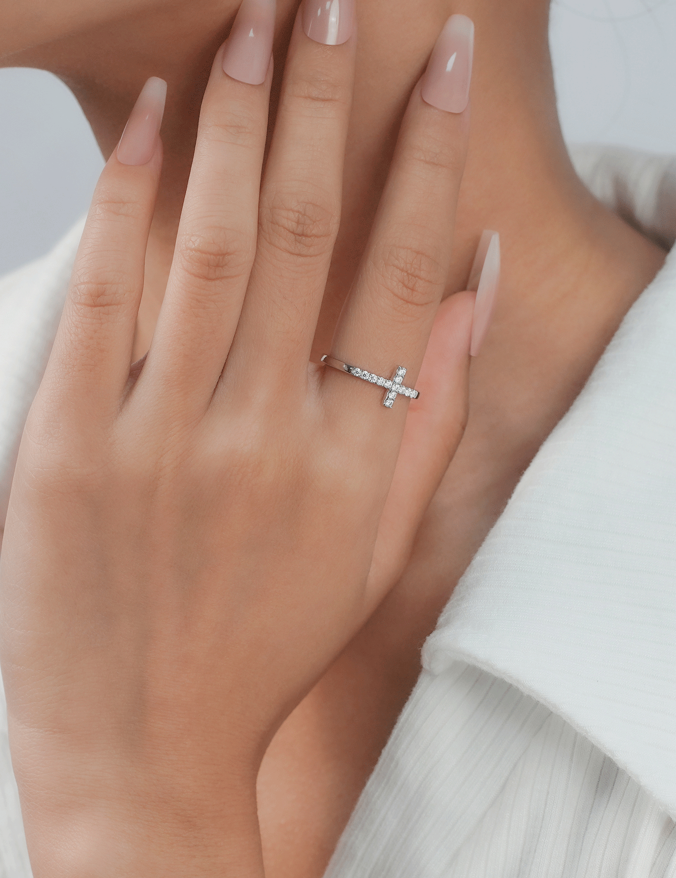 Cross Moissanite Purity Rings for Women