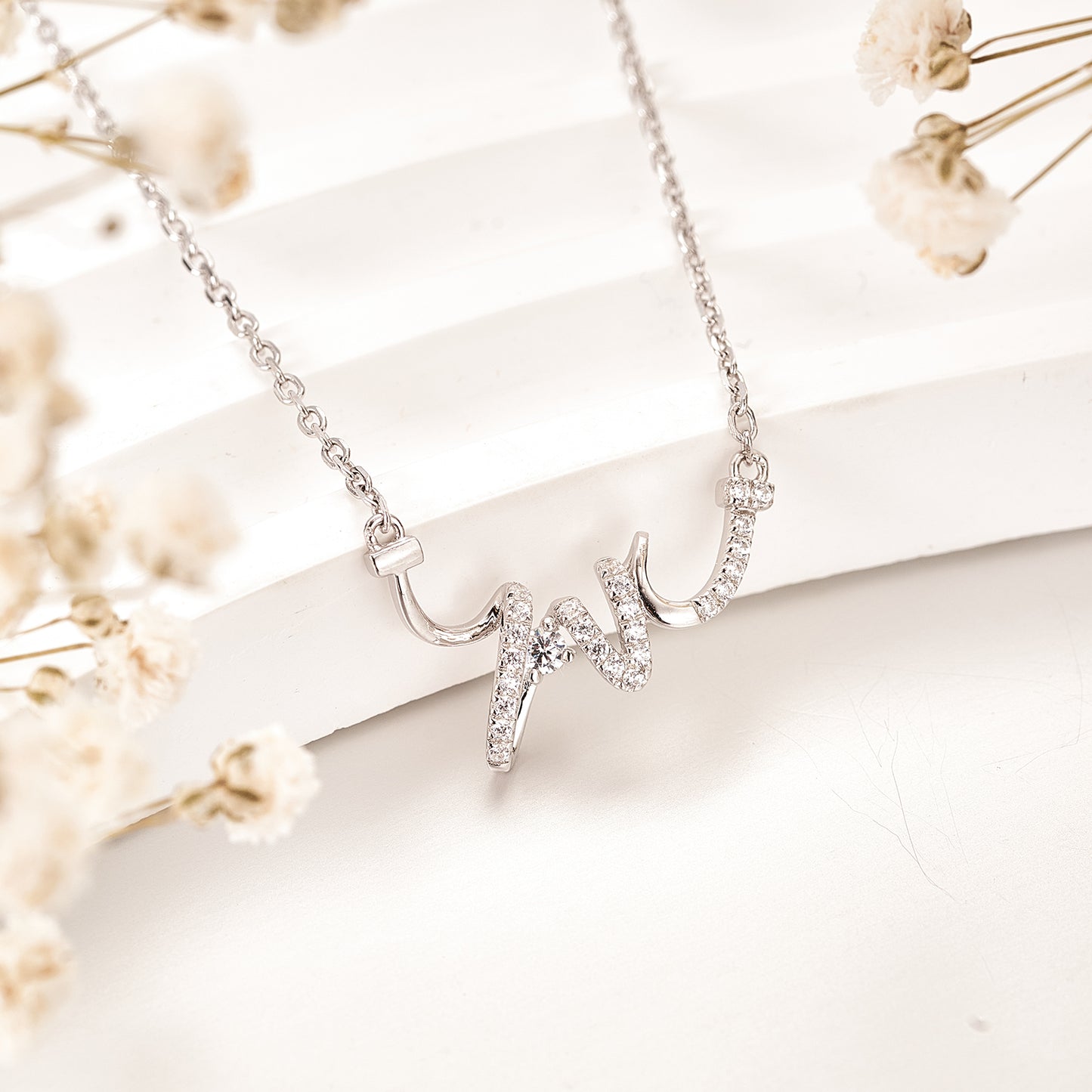 Moissanite Love Letter Necklaces for Womenin Sterling Silver