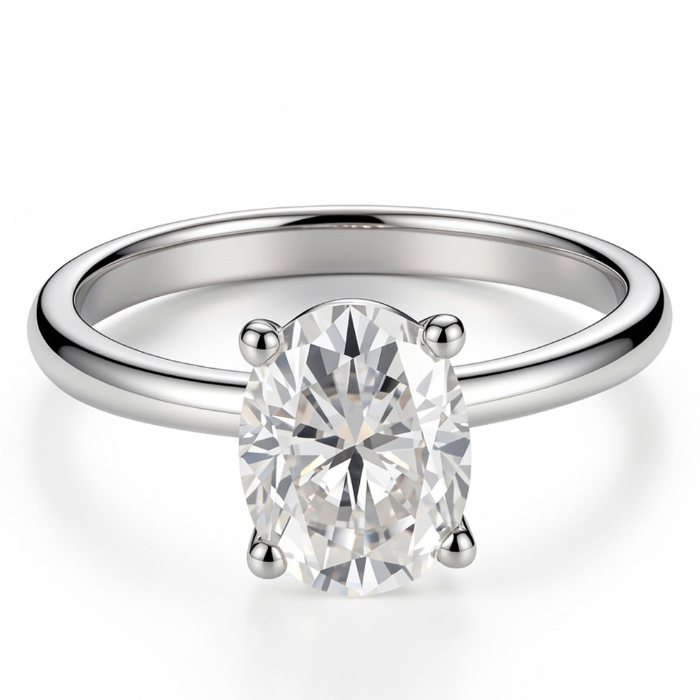 Lab Grown Diamond Solitaire Oval Engagement Rings for Women 1.5CT/2CT