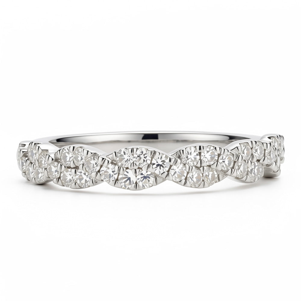 1.3mm Lab-Grown Diamond Twisted Half Eternity Band in 14K / 18K Gold