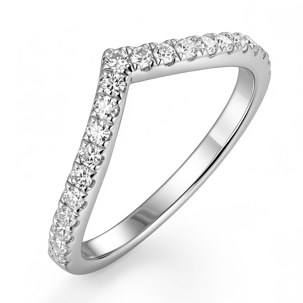V Shaped Lab Grown Diamond Curved Wedding Band in 14K/18K Gold