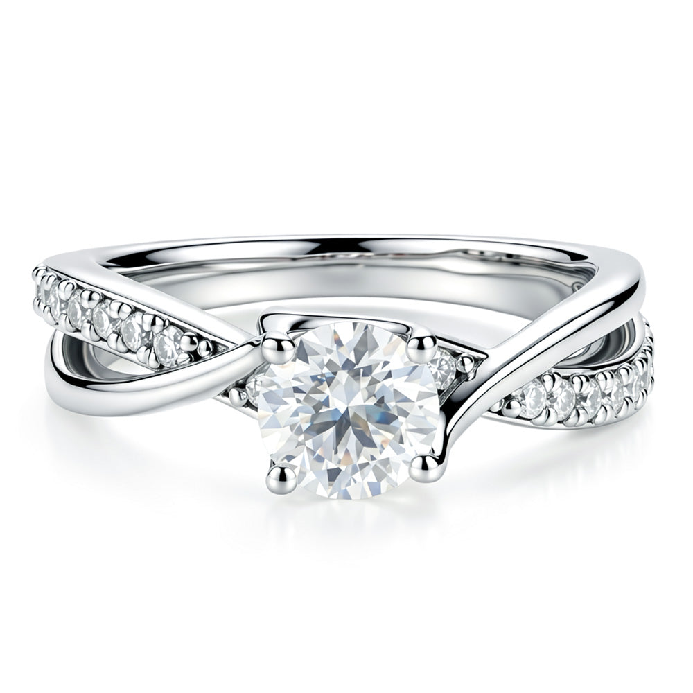 Lab Grown Diamond Circle Crossed Engagement Ring for Women