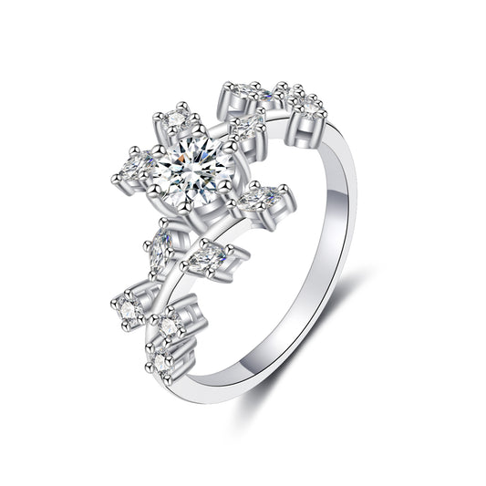 0.5CT Moissanite Nature-Inspired Leaf Bypass Engagement Ring for Women