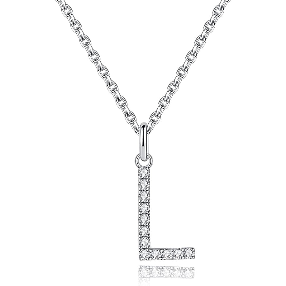 Moissanite A Initial Letter Pendant Necklace for Women in Silver