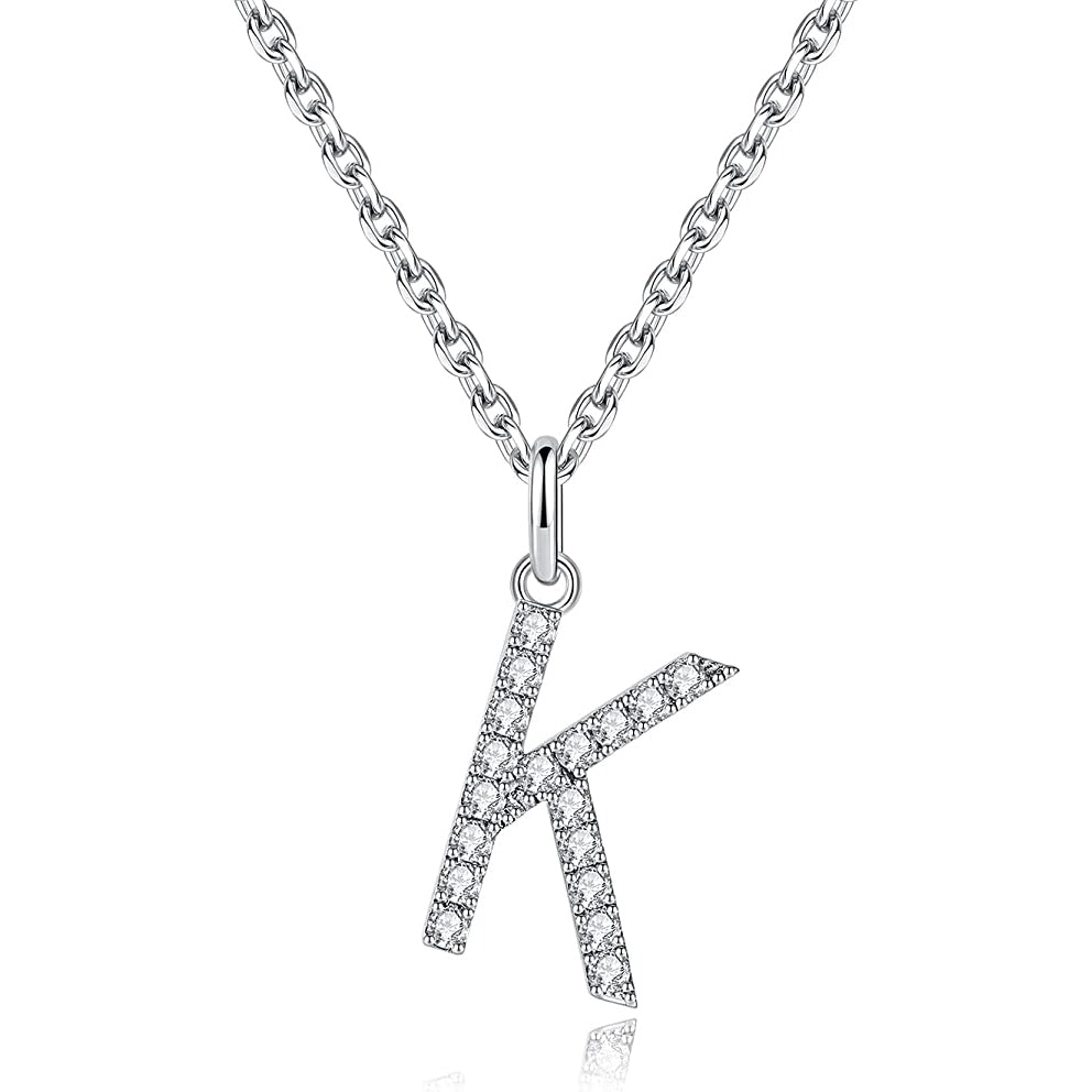 Moissanite A Initial Letter Pendant Necklace for Women in Silver