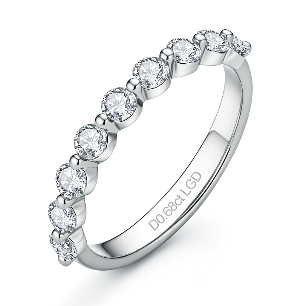 Lab Grown Diamond Haft Eternity Wedding Bands Rings 0.68 Carat