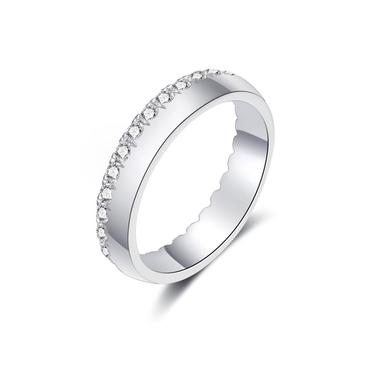 Moissanite Stackable Wedding Band for Women in Sterling Silver