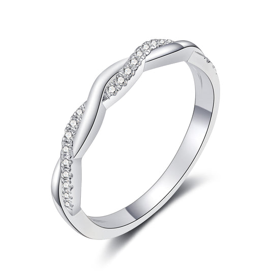 Moissanite Half Twisted Eternity Stackable Rings Wedding Band