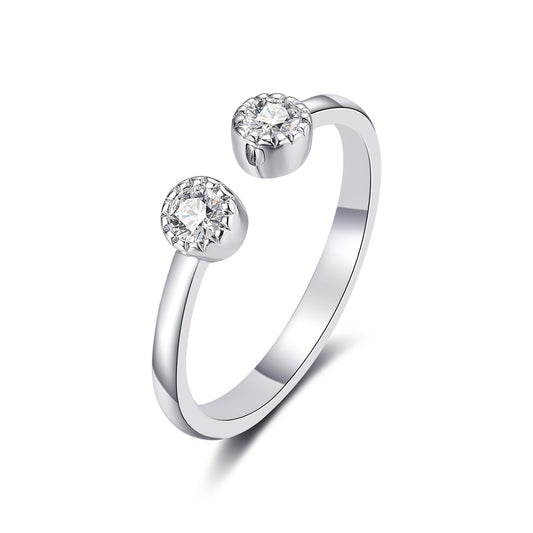 Moissanite Adjustable Open Sterling Silver Rings for Women