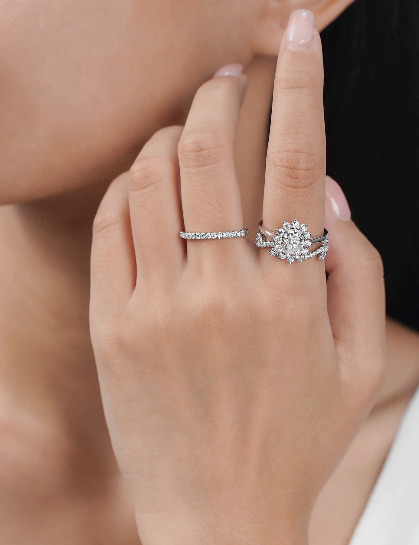 Oval Moissanite Solitaire Engagement Promise Rings