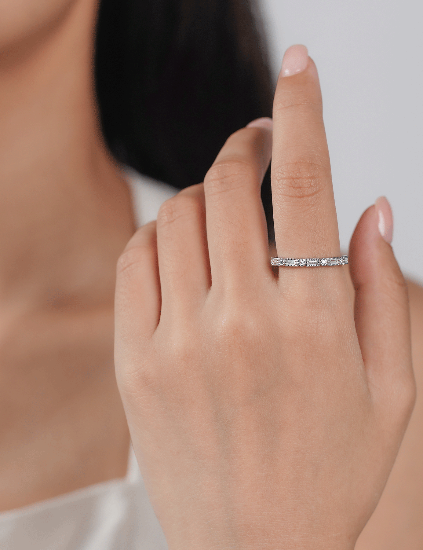 Women's Eternity Baguette Moissanite Rings
