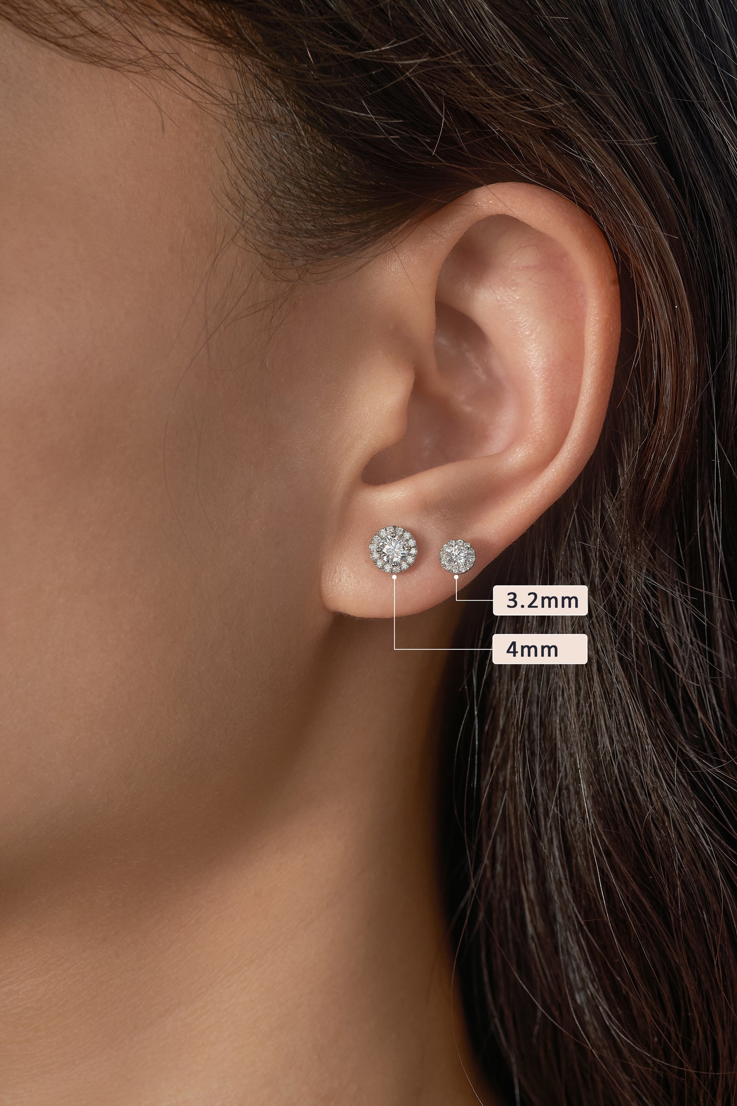 Lab Grown Diamond Halo Stud Earrings for Women 0.35CT/0.65CT