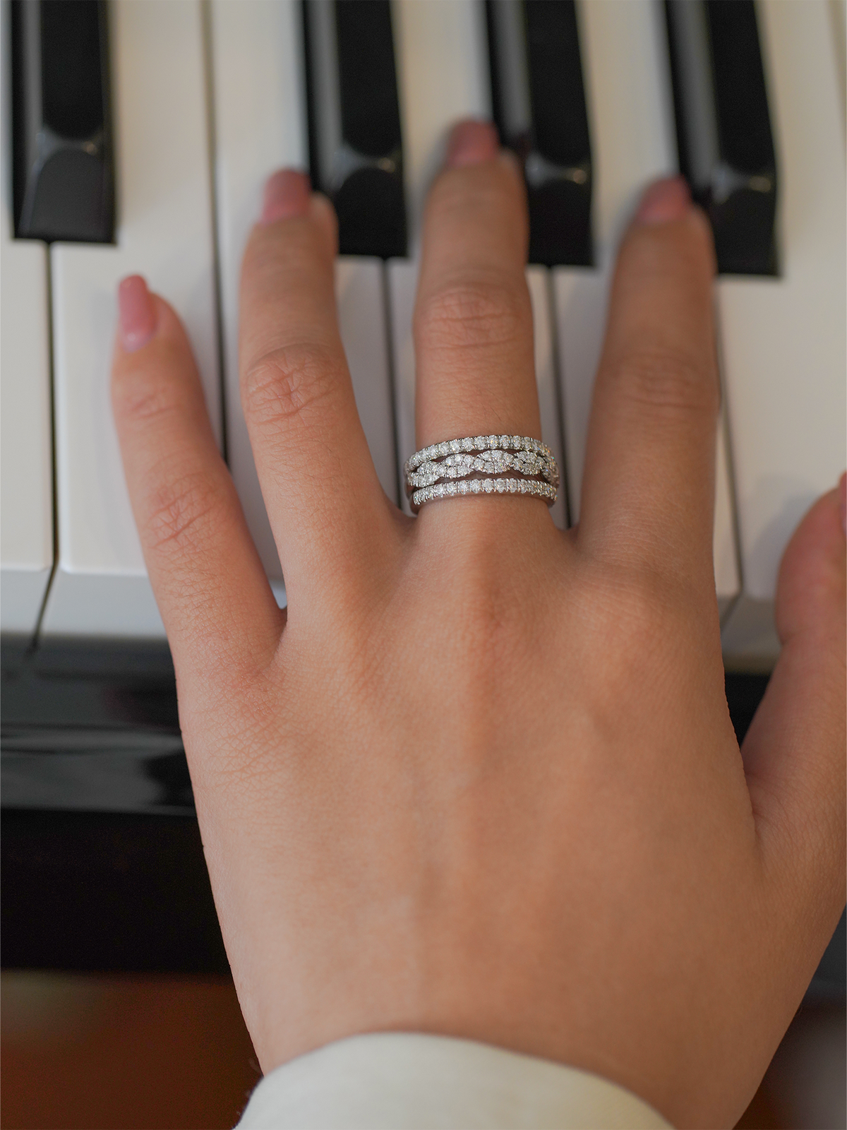 1.3mm Lab-Grown Diamond Twisted Half Eternity Band for Women
