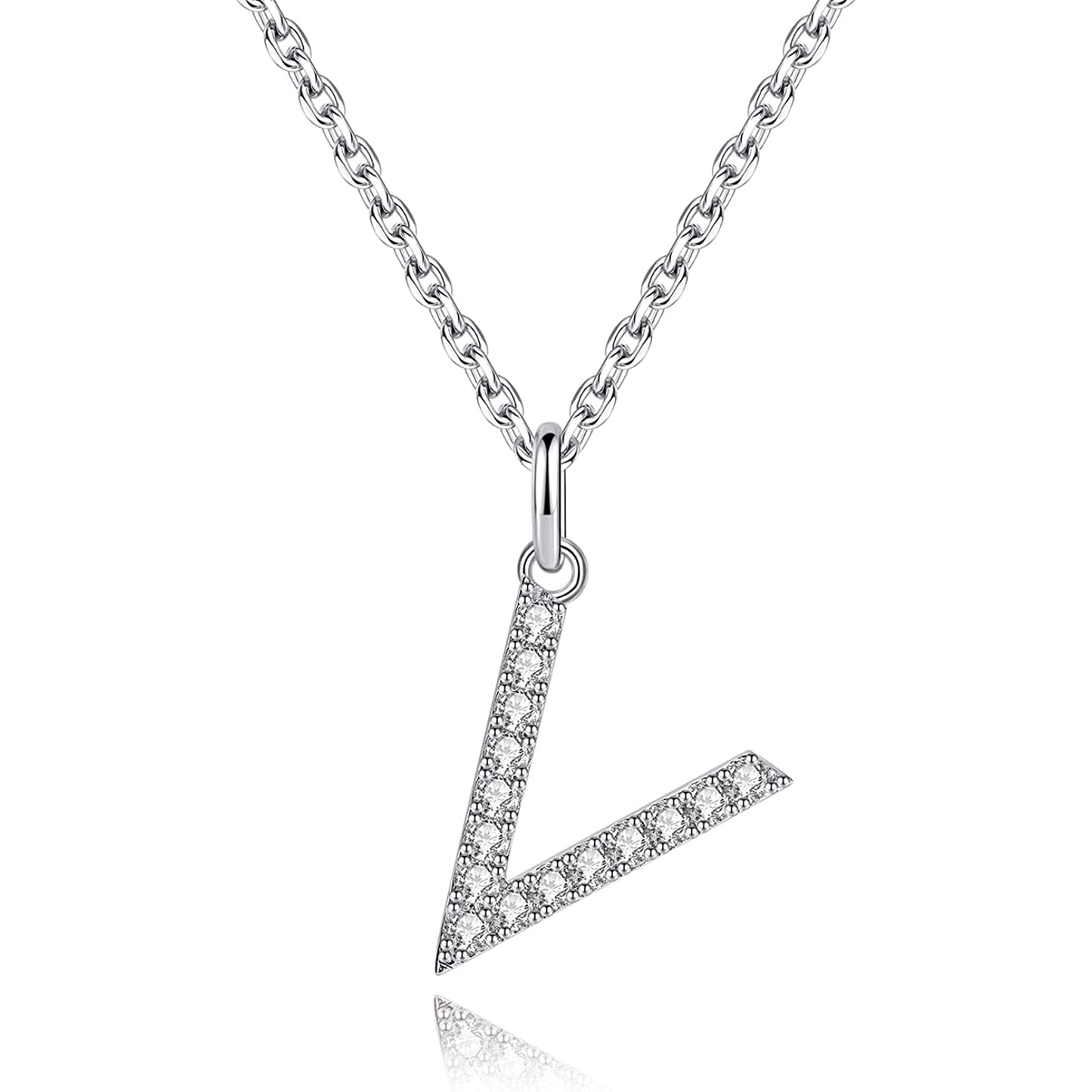 Moissanite A Initial Letter Pendant Necklace for Women in Silver