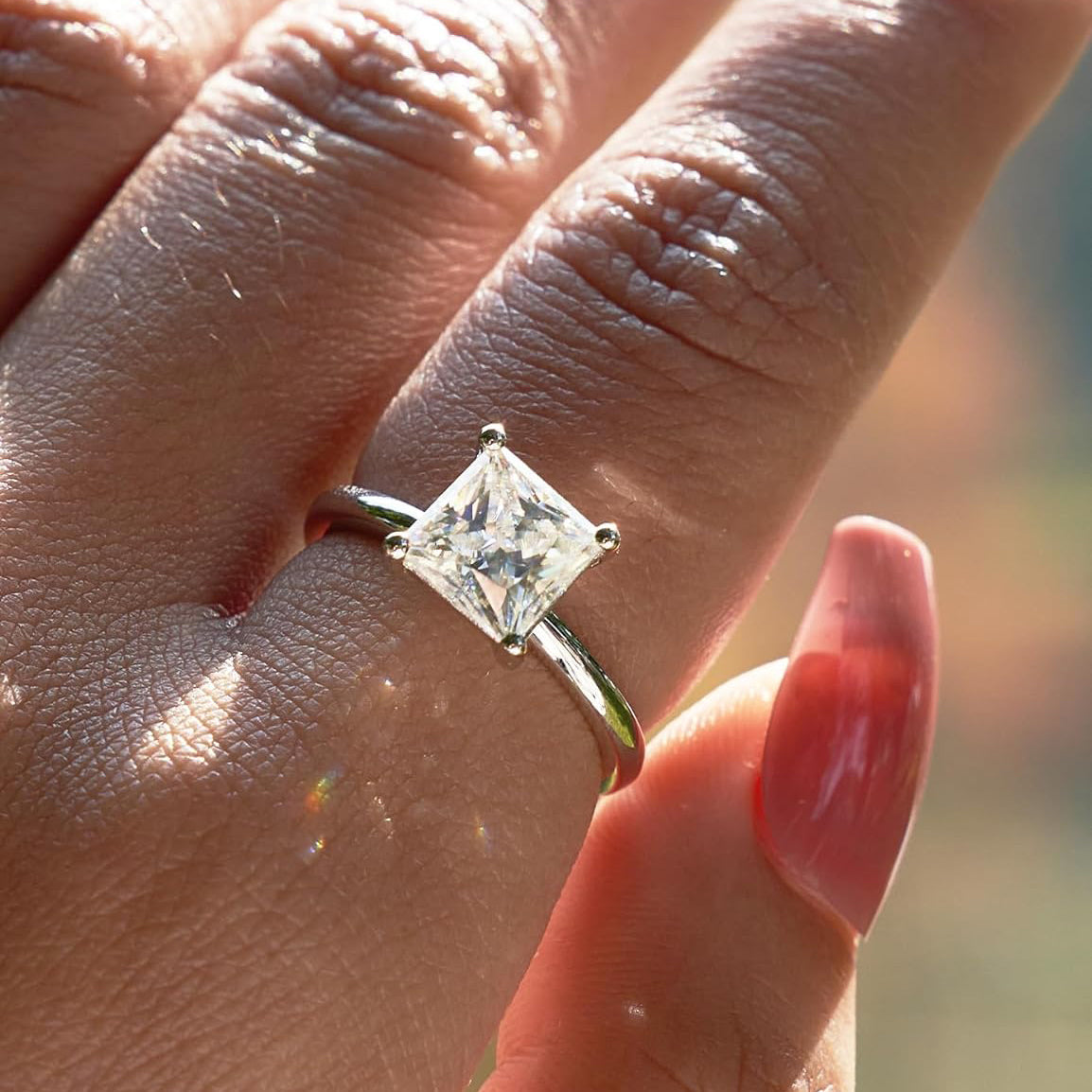 2CT Lab Grown Diamond Solitaire Princess Cut Engagement Ring for Women