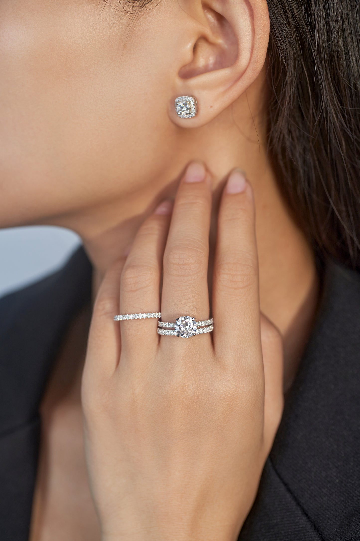 Lab Grown Diamond Full Wedding Bands Rings for Women in Sterling Silver