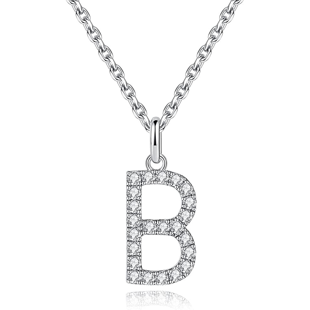 Moissanite A Initial Letter Pendant Necklace for Women in Silver