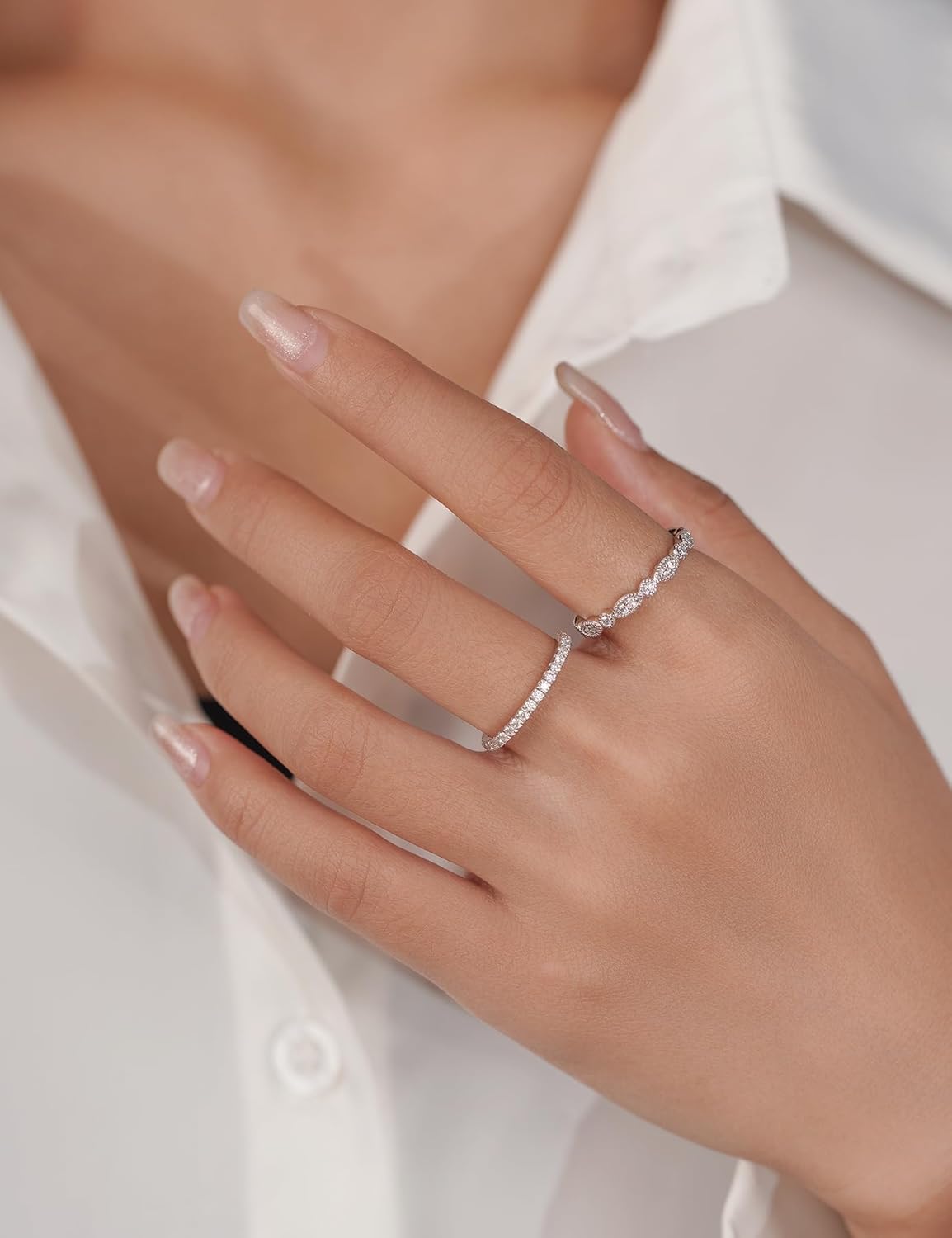 IMOLOE Evil Eye Lab Grown Diamond Wedding Bands for Women