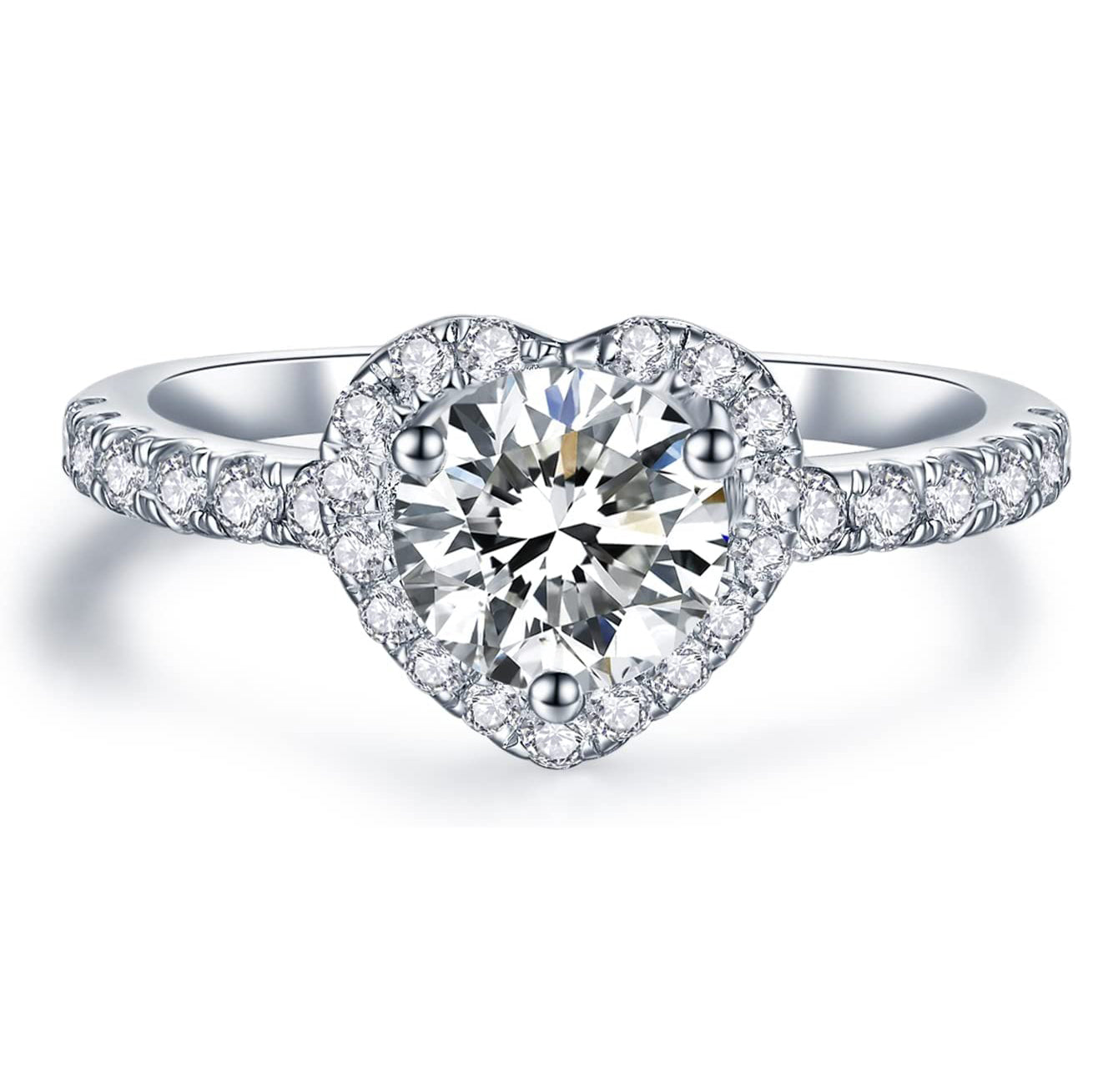 Heart-Shaped Halo Lab Grown Diamond Engagement Rings for Women