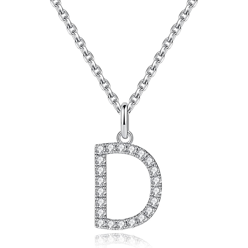 Moissanite A Initial Letter Pendant Necklace for Women in Silver