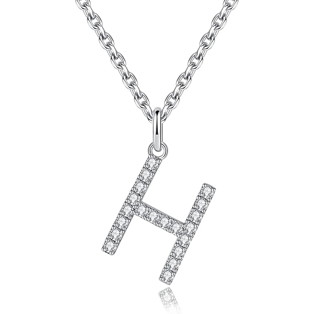 Moissanite A Initial Letter Pendant Necklace for Women in Silver