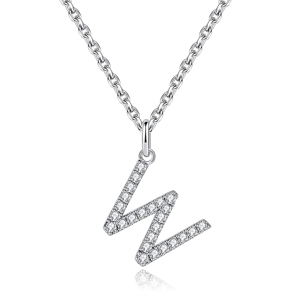 Moissanite A Initial Letter Pendant Necklace for Women in Silver