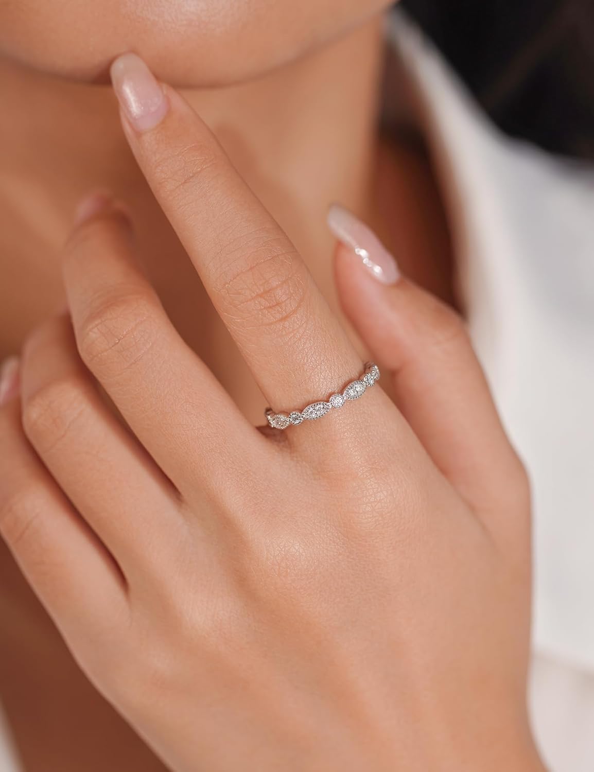 IMOLOE Evil Eye Lab Grown Diamond Wedding Bands for Women