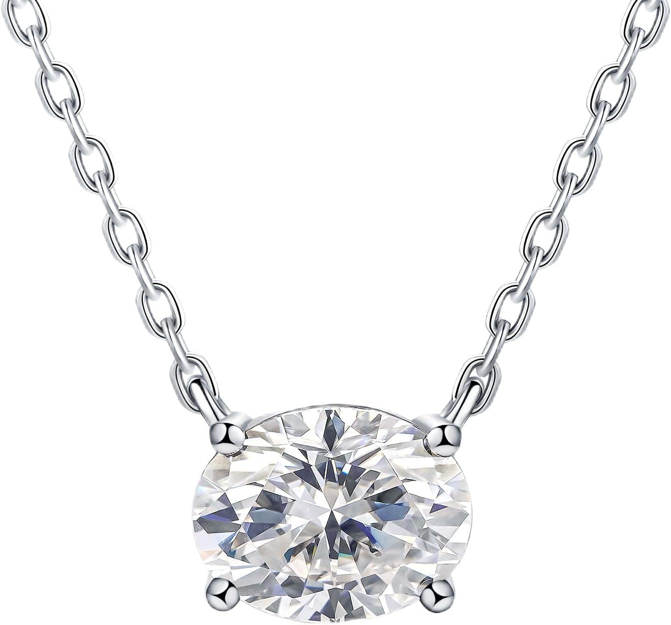 IMOLOVE 2CT Oval Moissanite Solitaire Pendant Necklaces for Women