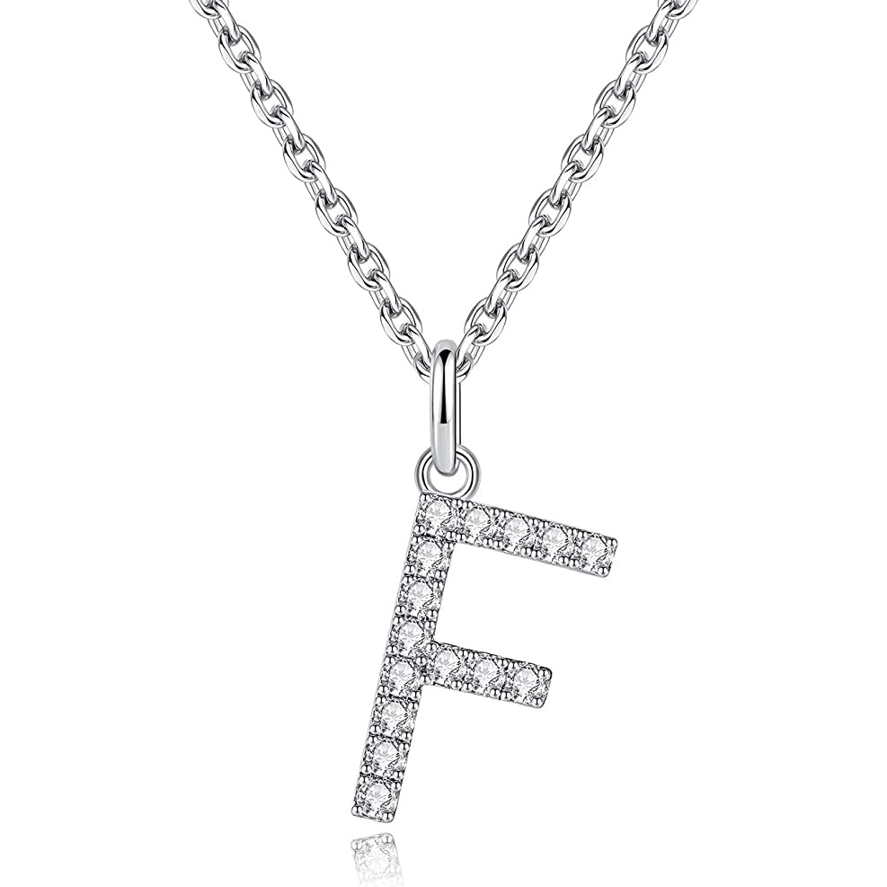 Moissanite A Initial Letter Pendant Necklace for Women in Silver