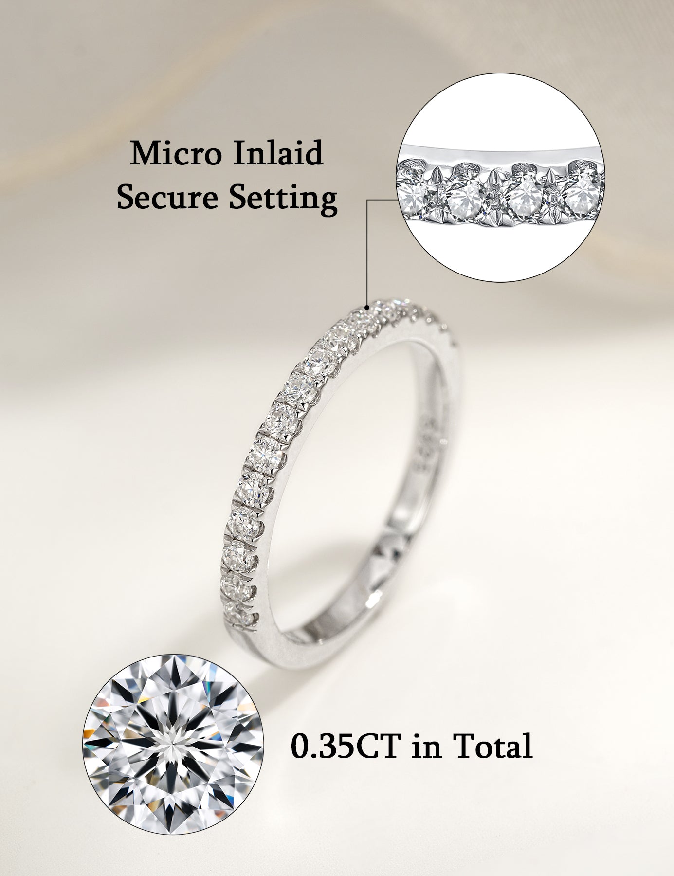 Lab Grown Diamond Full Wedding Bands Rings for Women in Sterling Silver