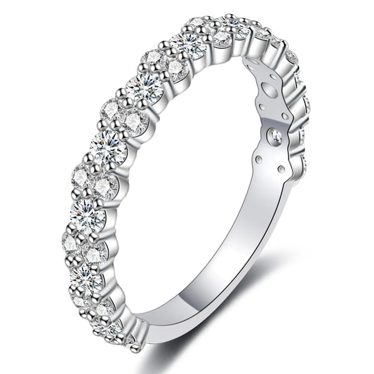 Moissanite Bubble Half Women's Wedding Rings Stackable