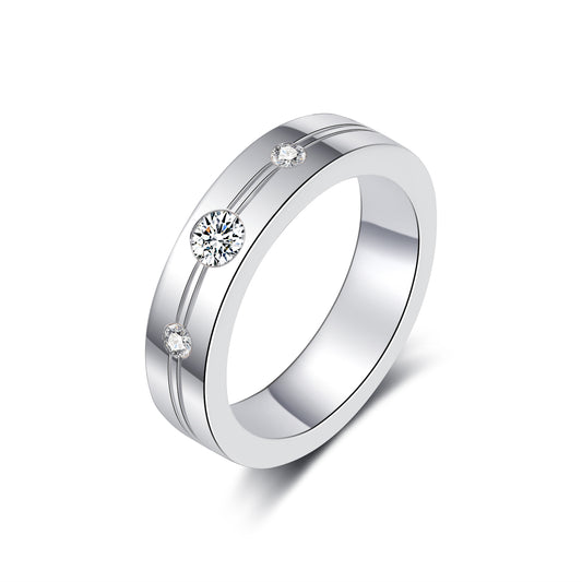 Moissanite Love Ring Half Eternity Band Ring in Silver