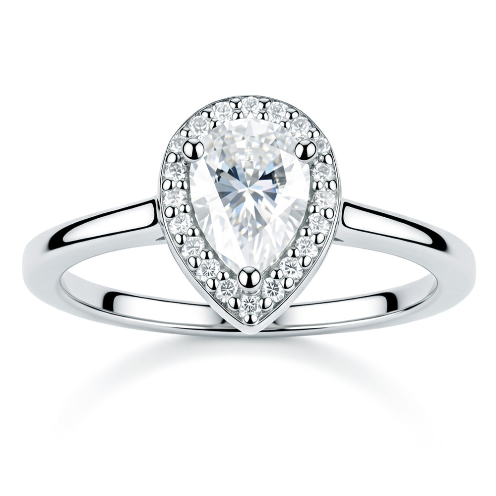 Lab Grown Diamond Pear Shaped Halo Engagement Wedding Rings Set for Women