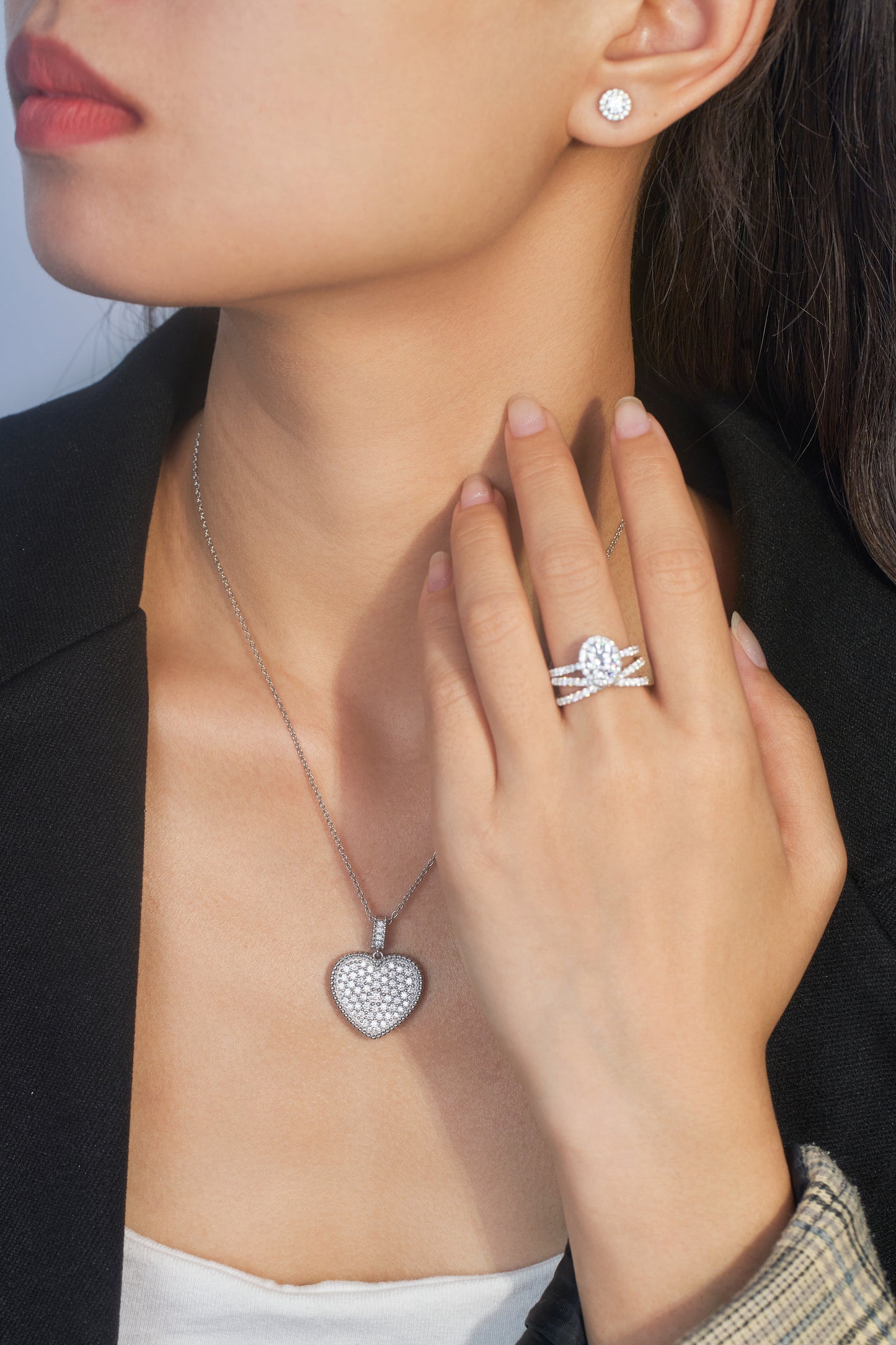 Moissanite Heart Sterling Silver Necklace for Women