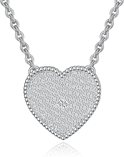Moissanite Heart Sterling Silver Necklace for Women