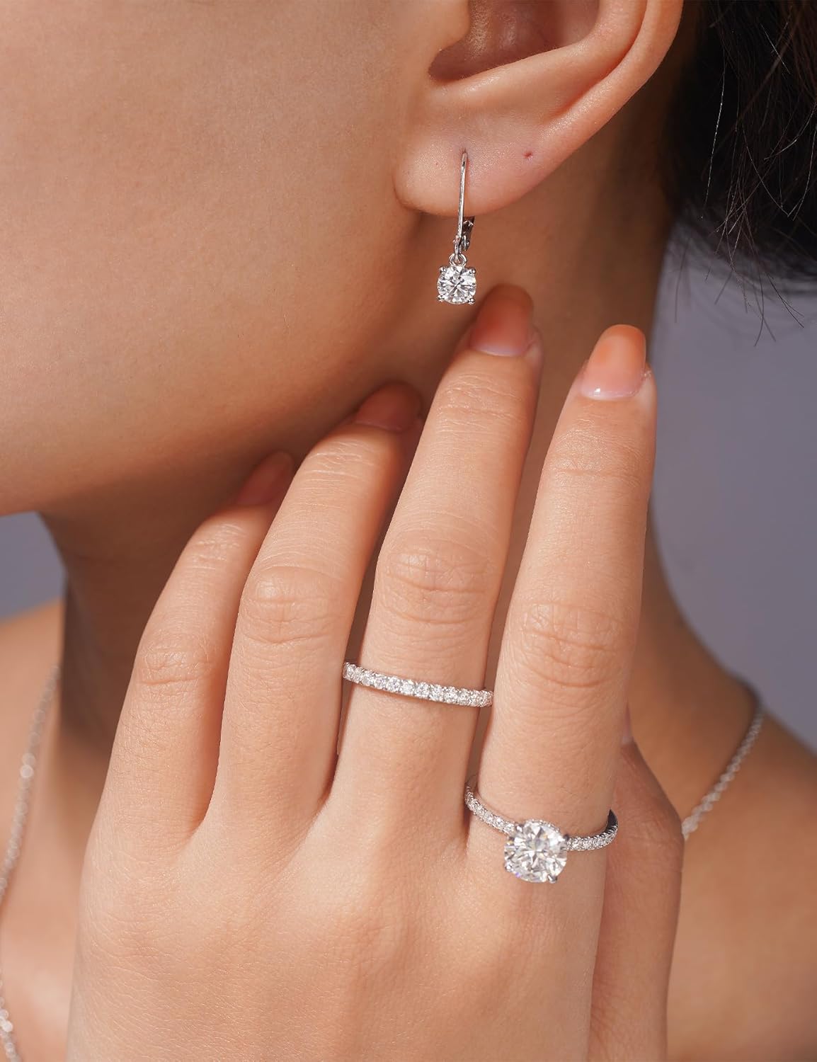 Moissanite Leverback Drop Earrings for Women 1/2CT