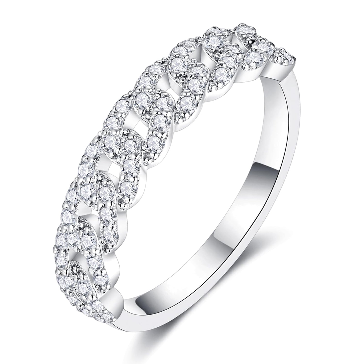 Moissanite Wedding Bands for Women Fashion Simple 0.5 Carat Stackable Chain Ring