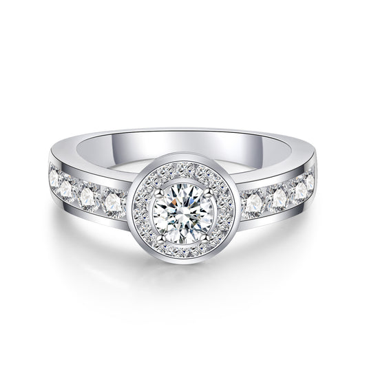 Moissanite Halo Bezel Setting Small Engagement Ring 0.5CT