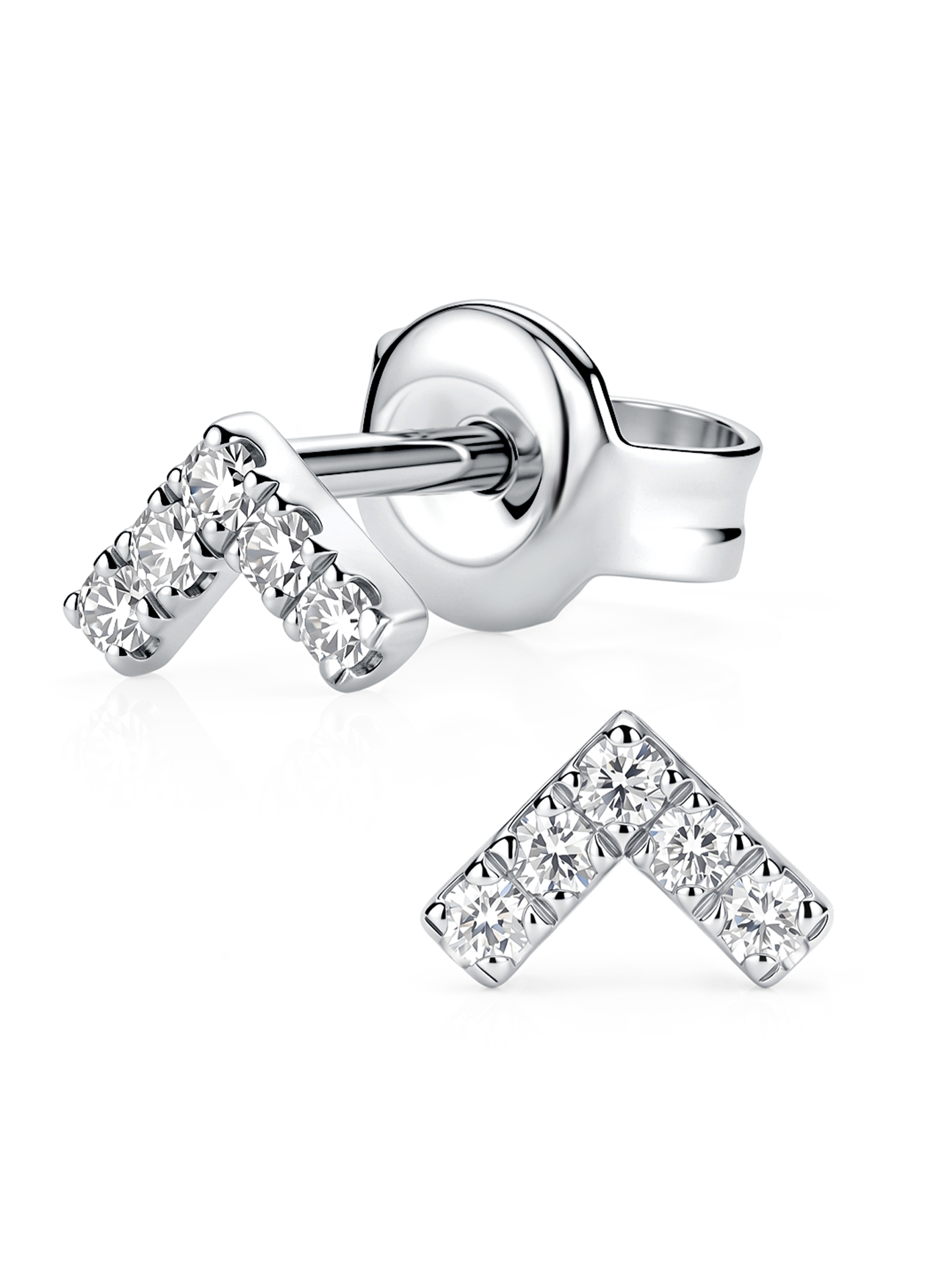 V-shaped Lab Grown Diamond Stud Earrings for Women 0.1CT